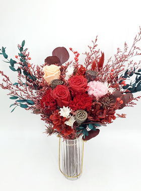 永生玫瑰康乃馨天然风简约轻奢干花花束桌面摆设装饰摆件生日礼品