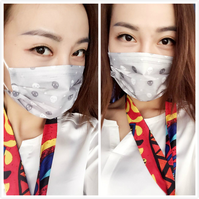 一次性骷髅口罩灰色卡通印花韩国明星个性时尚男女神酷炫防晒包邮