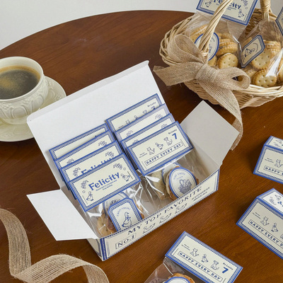 法式田园卡头蓝色贴纸