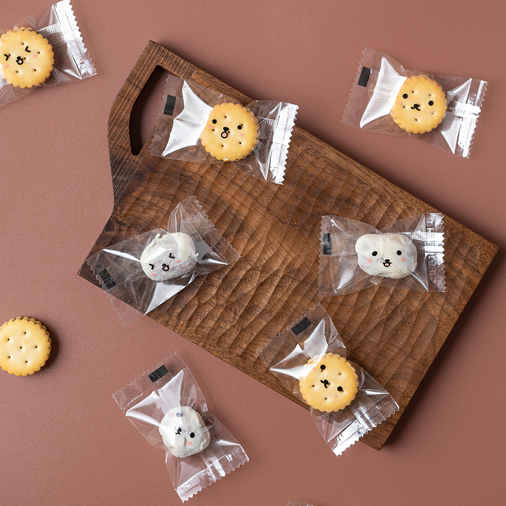 【5折清仓】加厚高透明磨砂小袋子可爱熊表情纽扣饼干袋奶枣袋
