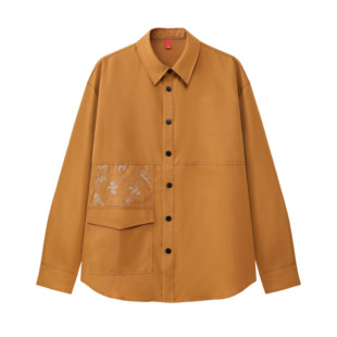 【安州牧】秋季中国风星云纹复古印花长袖不对称工装衬衫落肩款