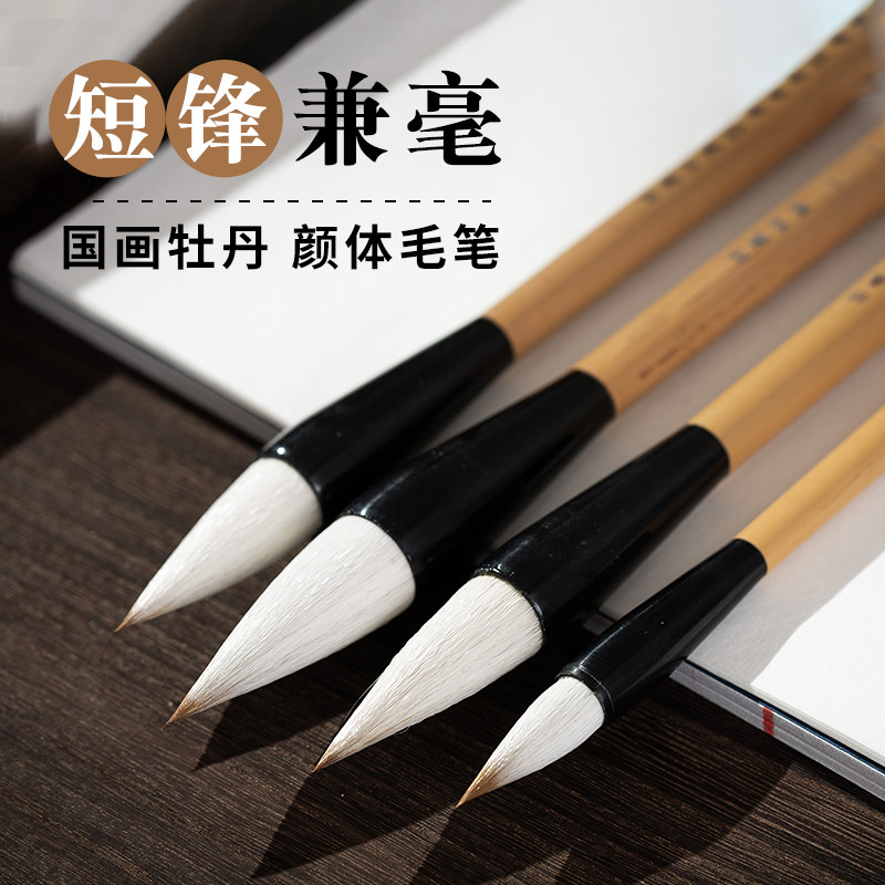 梅林笔庄兼毫毛笔蒜头笔短锋国画牡丹狼羊兼毫颜体欧体楷书隶书专用书法毛笔套装初学中楷专业级对联小斗笔,文具电教/文化用品/商务用品,毛笔,淘宝优惠券,粉丝福利购,淘宝优惠卷