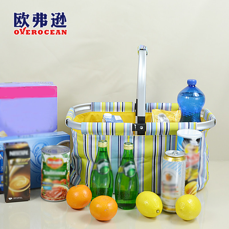折叠野餐收纳篮铝合金购物篮