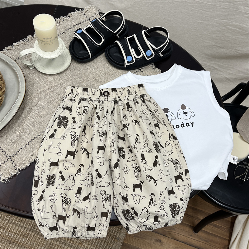 夏季新款儿童男童女童韩系头像七分裤宝宝百搭时尚休闲潮流