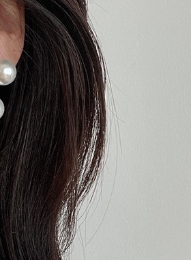 MAGICBOXACC名媛小香风气质双珍珠后挂925银针简约耳钉两戴耳环女