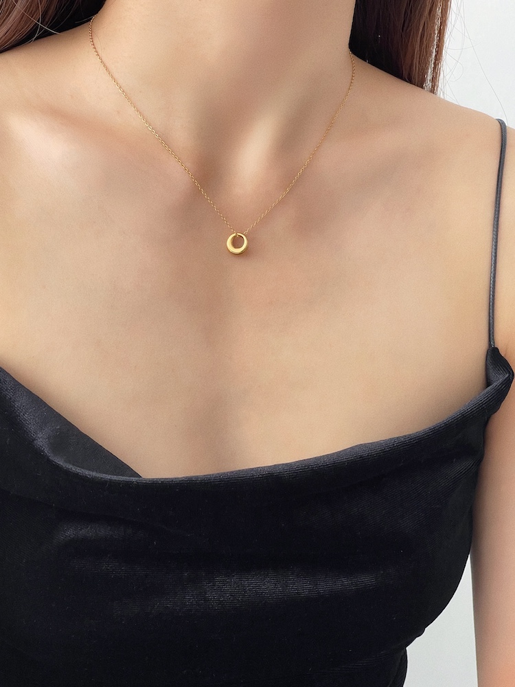 小众设计几何圆圈钛钢ins锁骨链