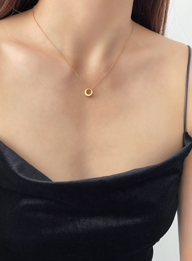 MAGICBOXACC气质冷淡风极简几何圆圈钛钢项链ins简约锁骨链颈链女