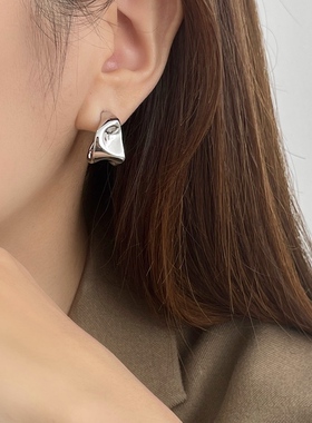 MAGICBOXACC时尚气质金属质感不规则凹凸925银针耳钉个性耳环耳饰