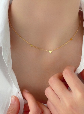 MAGICBOXACC温柔气质超细小爱心钛钢锁骨链女叠戴项链高保色颈链
