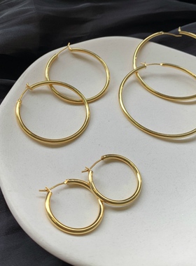 MAGICBOXACC欧美简约质感金属圆圈百搭夸张耳环耳圈耳扣耳钉耳饰