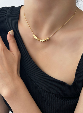 MAGICBOXACC简约金属几何小方块蛇骨链钛钢高保色项链气质锁骨链