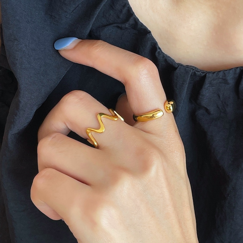 magicboxacc钛钢冷淡风波浪戒指