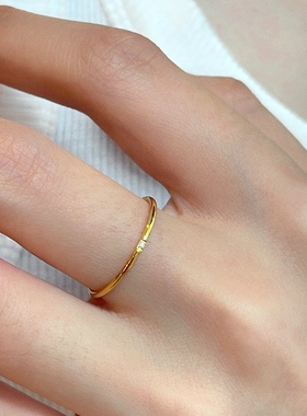 MAGICBOXACC精致气质超细钛钢镶钻简约素圈食指戒指叠戴戒指女