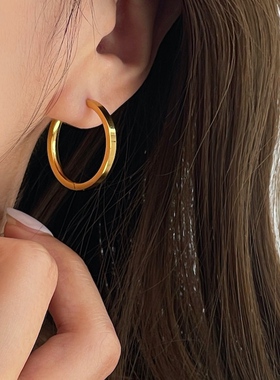 MAGICBOXACC冷淡风质感光面百搭方圈ins圆圈耳圈耳扣小众耳钉耳环