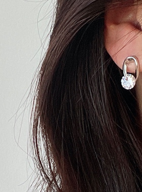 MAGICBOXACC简约精致超闪锆石可转动925银针日常通勤耳钉小巧耳环