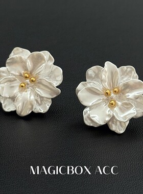 MAGICBOXACC法式复古花朵耳环女小众设计感气质百搭耳钉耳饰