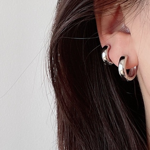 MAGICBOXACC极简冷淡风金属小圆圈个性 耳钉百搭耳环耳圈素圈耳扣
