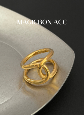 MAGICBOXACC欧美个性简约打结交叉钛钢戒指小众设计感叠戴指环女