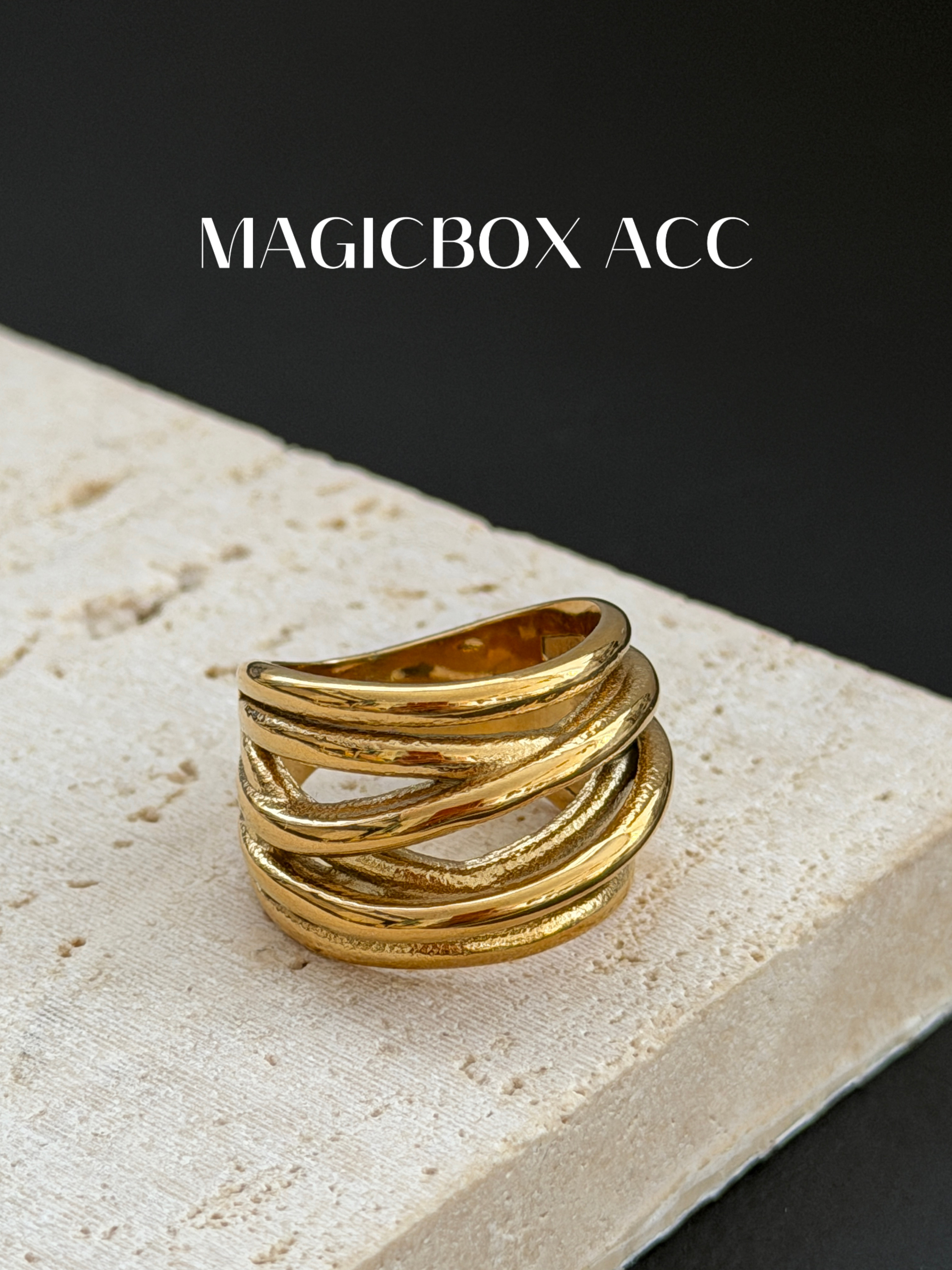 MAGICBOXACC老钱风轻奢简约多层缠绕钛钢戒指小众设计叠戴指环女