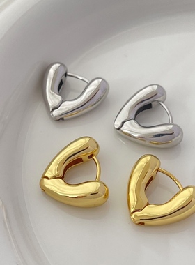 MAGICBOXACC欧美时髦高级感立体爱心小众设计桃心耳钉耳圈耳扣