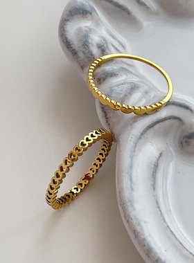 MAGICBOXACC简约气质光面迷你镂空爱心钛钢叠戴戒指洗手不用摘