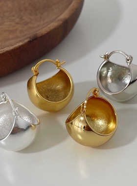 MAGICBOXACC轻奢质感立体空心金属球形耳钉时髦气质耳环夸张耳扣