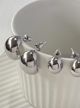 MAGICBOXACC冷淡风小巧豆豆金属光面925银针水滴耳钉通勤耳环耳饰