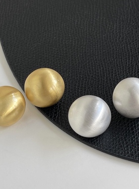 MAGICBOXACC轻奢时髦金属拉丝磨砂球形气质925银针耳钉高级感耳环