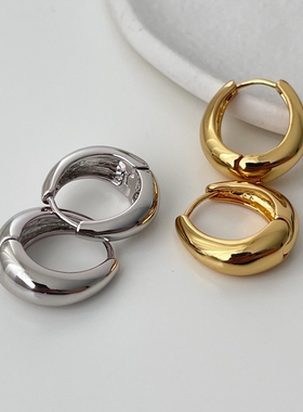MAGICBOXACC冷淡风金属椭圆水滴形质感耳圈气质耳环圆圈耳钉耳饰