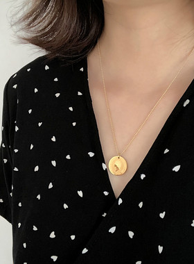 MAGICBOXACC复古个性金属硬币女王头像不掉色锁骨链女长项链颈链