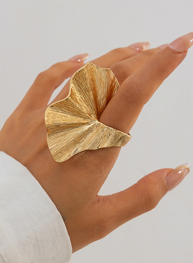 欧美饰品 轻奢风不规则立体合金戒指 设计感褶皱宽面ring新品