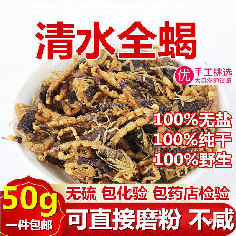 精品清水全蝎 无 全虫蝎子 盐水蝎子 全蝎干蜈蚣水蛭 土元真货好