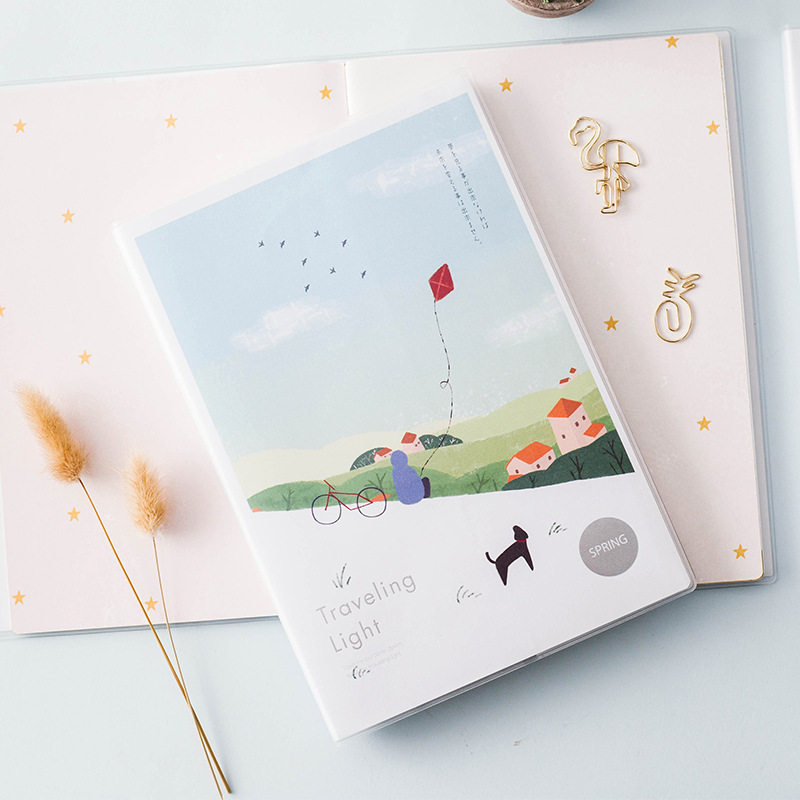 笔记本子简约大学生唯美文艺创意个性插画彩页加厚大号韩国日记本