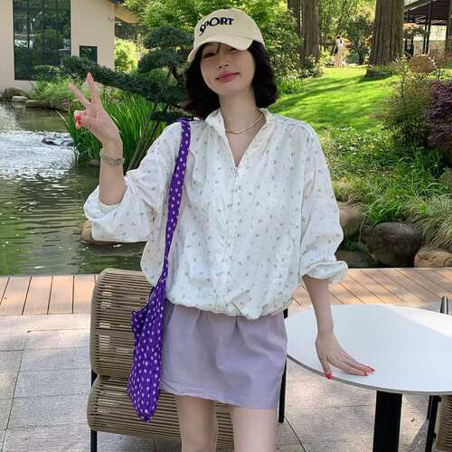 夏日防晒碎花外套半身裙2件套