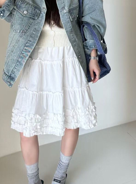 【YUXI严选】早春韩系清新少女花苞半身裙温柔减龄休闲百搭