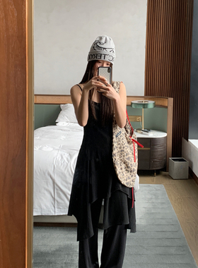 【YUXI严选】春上新吊带棉麻拼接连衣裙高级气质时髦百搭