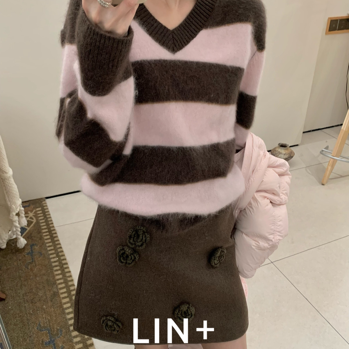 【YUXI严选】冬上新立体钩花加厚氛围感A版气质小香半身裙百搭