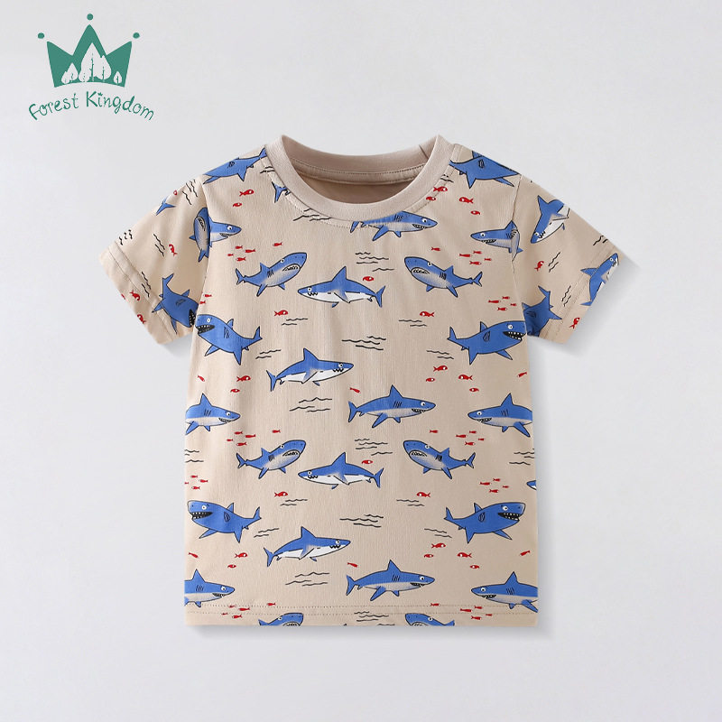 Forest Kingdom欧美风夏季童装男童纯棉t恤针织儿童t恤短袖上衣