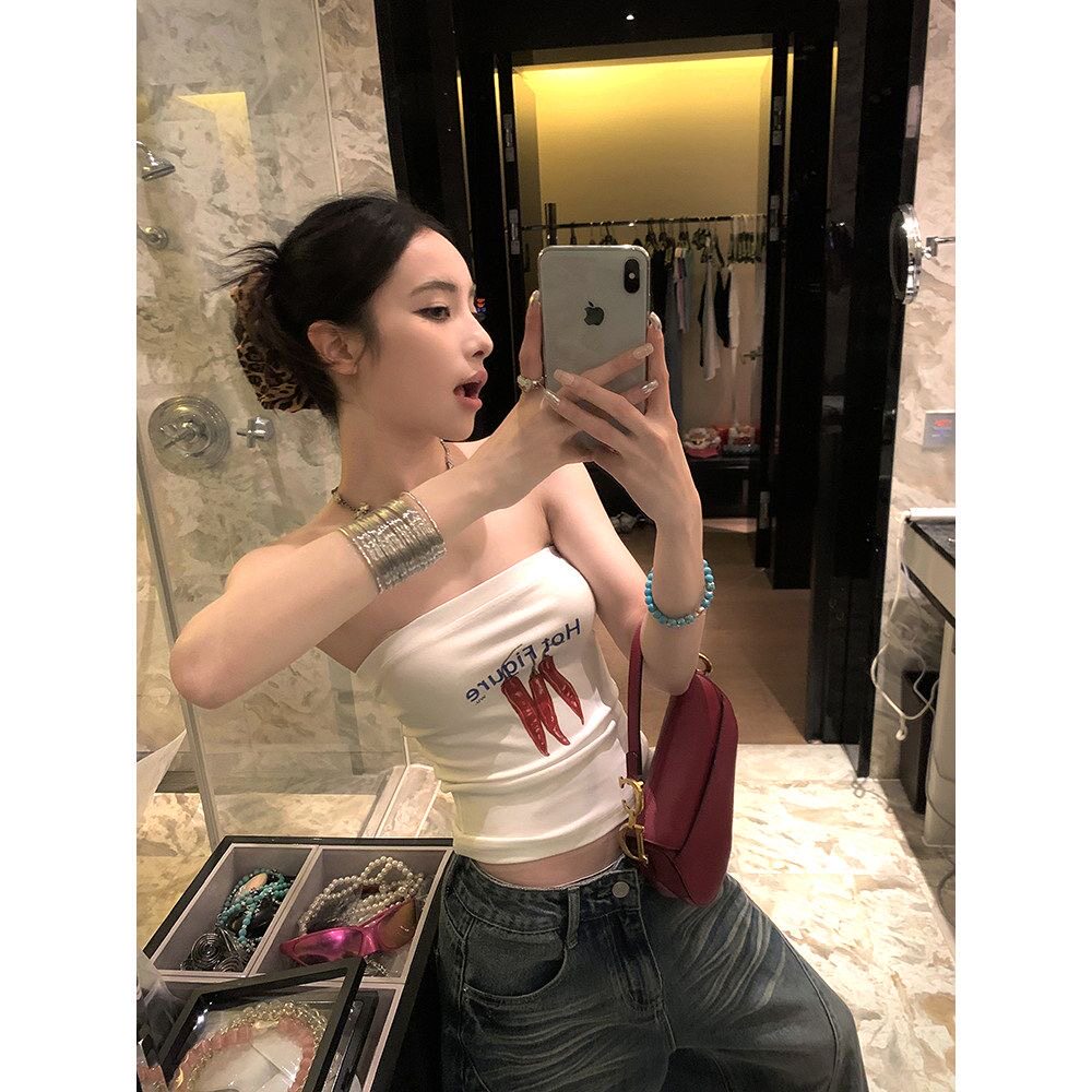纯欲辣妹性感印花爵士舞辣椒抹胸