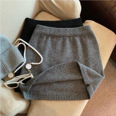 格雷系灰色加厚针织半身裙女秋