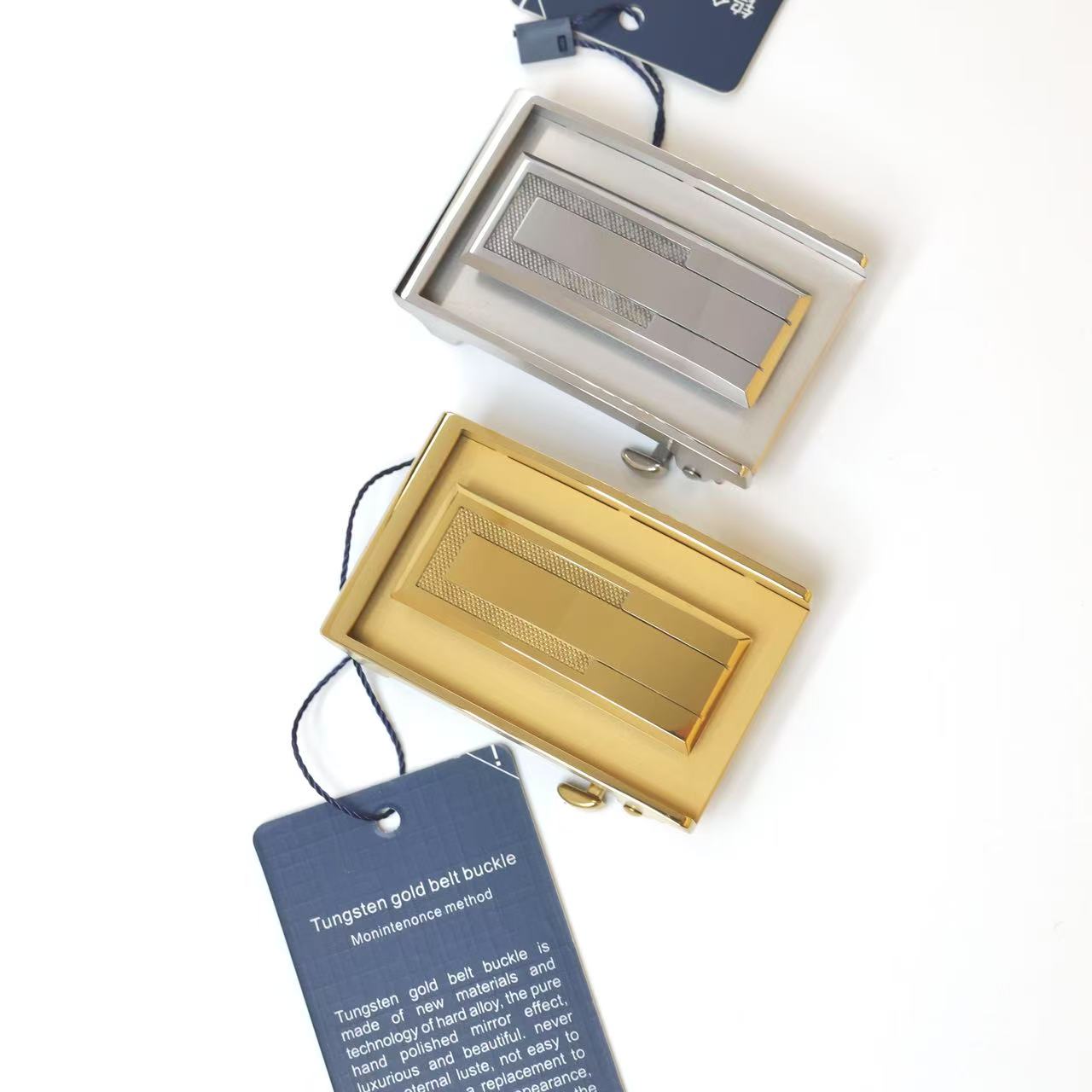 钨金皮带扣3.8宽自动打眼内穿腰带扣头高端男士百搭商务