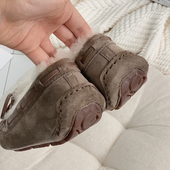 2025新款 百搭秋冬真皮羊毛一脚蹬加绒皮毛一体毛毛豆豆鞋 女外穿