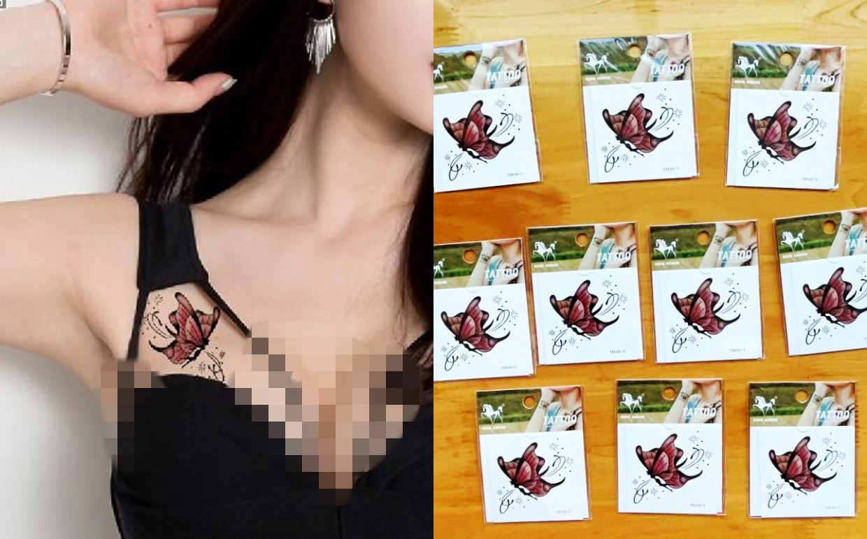 暗色蝴蝶天使纹身贴防水持久个性创意一套10张独立包装套装包邮
