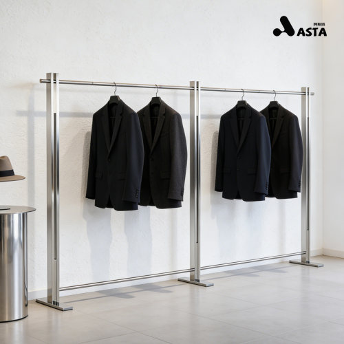 服装店展示架落地架不锈钢拉丝男女装陈列架加厚衣服架童装中岛架