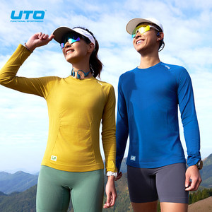 UTO悠途美利奴羊毛速干衣长袖男运动T恤女春秋户外越野跑徒步上衣