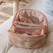 化妆包女2026新款 ins软乎乎夹棉旅行出差收纳包大容量便携洗漱包