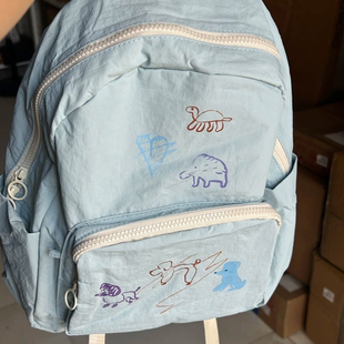 NICE新款 大容量拼色涂鸦印花双肩包女高中学生书包电脑背包