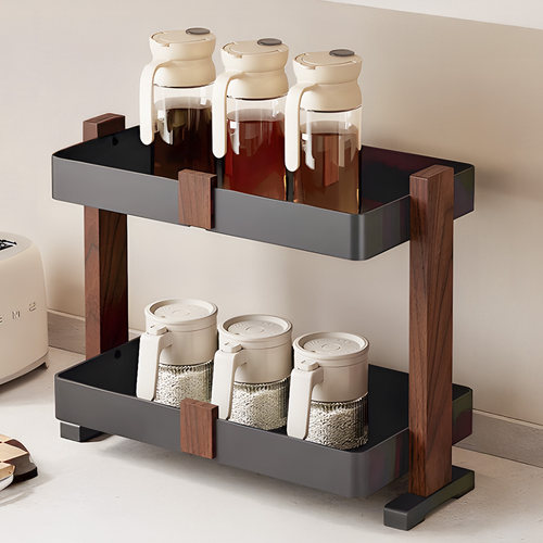 胡桃木调料架中古风厨房收纳
