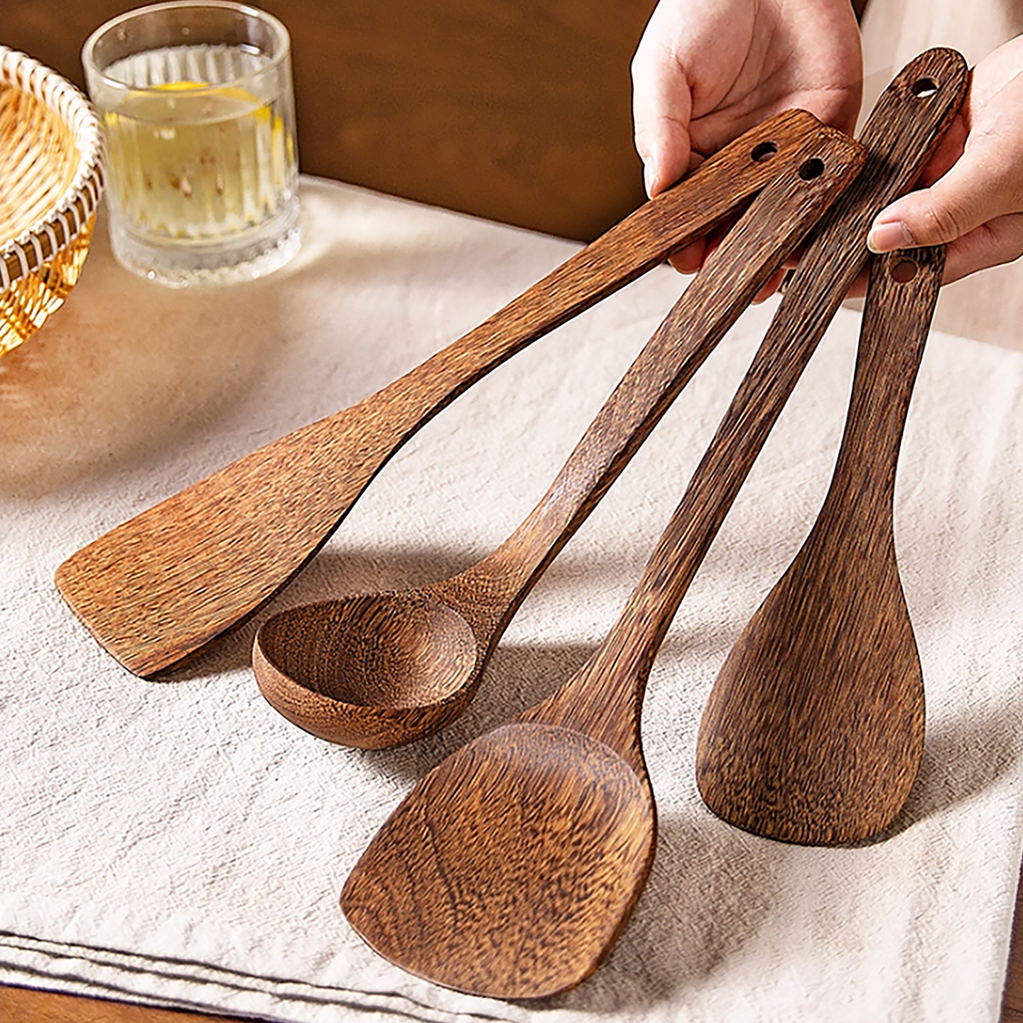 锅铲鸡翅木炒菜铲实木耐高温家用铲子不粘锅饭勺汤勺木铲厨具套装