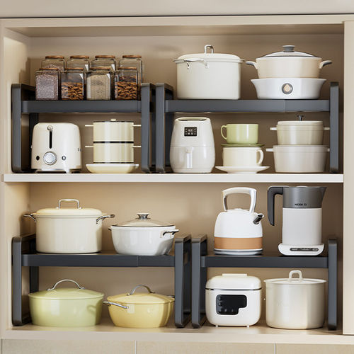 Madors可伸缩整体橱柜内柜子分层架厨房收纳柜隔板锅具收纳桌上置